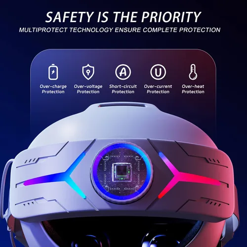 Vista 3 de QWOS RGB Comfort Battery Head Strap 8000mAh Compatible with Oculus Quest 2 - Extend 7hrs Playtime - Adjustable Elite Strap with Super Soft Thickened