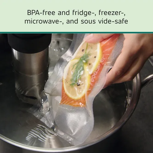 Vista 5 de FoodSaver Bolsas de sellado al vacío precortadas de 1 pinta con construcción multicapa sin BPA para conservación de alimentos