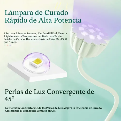 Vista 3 de JODSONE Lámpara de uñas UV de curado rápido, lámpara de cuello de cisne portátil y flexible con diseño ajustable de 360°, secadora LED recargable