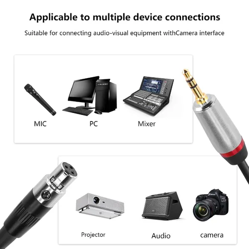 Vista 2 de CERRXIAN Mini XLR hembra a 0.138 in cable de audio estéreo de 3 pines Mini XLR hembra a 1/8 pulgadas TRS cable adaptador conector para conversión