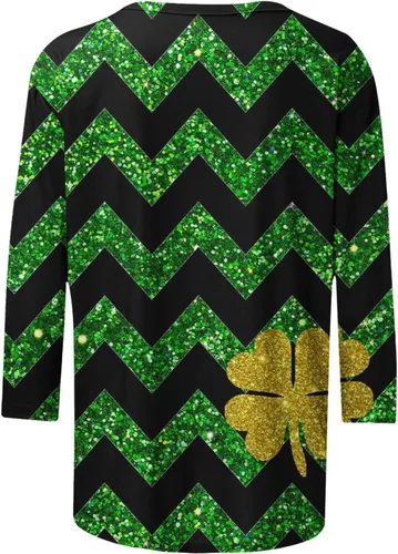 Vista 4 de Womens St Patricks Day Shirt Cute Graphic Tees Lucky Print Casual Pullover Blouses 34 Sleeve Baseball T Shirt Tops