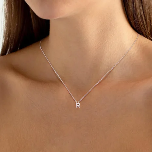 Vista 37 de Collares con iniciales para mujer, delicado collar de letra plateada con nombre personalizado con monograma, collar simple y lindo con inicial