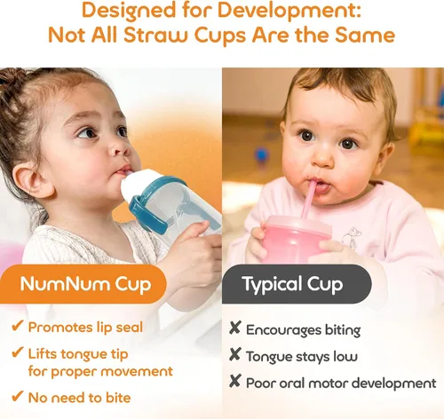 Vista 4 de Taza de Pajita NumNum para Bebé, Taza de Pajita con Peso, Tazas Sippy a Prueba de Derrames con Pajita para 6-12 Meses, Tazas para Beber para Niños