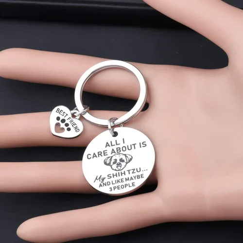 Vista 5 de Lywjyb Birdgot perro propietario regalo Shih Tzu perro perro llavero perro mamá regalo Shih Tzu joyería para los amantes del perro mascota regalo