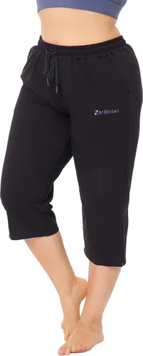 Vista 4 de ZERDOCEAN Pantalones cortos de yoga para mujer, talla grande, para interiores, con bolsillos y cordón