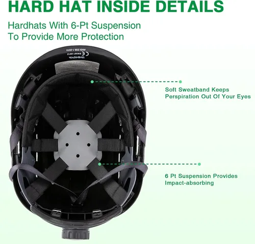 Vista 6 de Hard Hats Construction Safety Helmet, LOHASTAR Work ANSI Z89.1 Approved OSHA Hardhat Construction Helmet