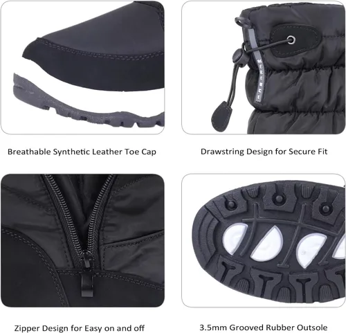 Vista 5 de Botas de nieve para mujer, doble invierno, impermeables, forradas con piel, cálidas, antideslizantes