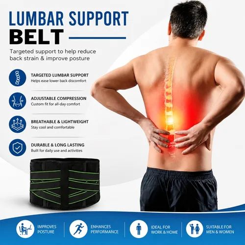 Vista 2 de Soporte de espalda para dolor de espalda baja - Cinturón de apoyo lumbar transpirable para alivio de ciática, hernia de disco y escoliosis - Correas
