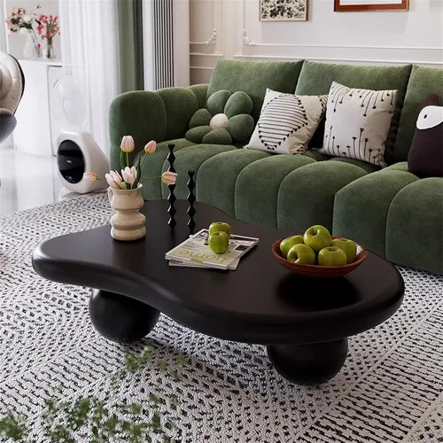 Vista 7 de Mesa de Centro Cloud para Sala de Estar con Esquinas Redondeadas, Mesa Central de Estilo Moderno con 3 Patas en Forma de Pelota, Mesa de Té