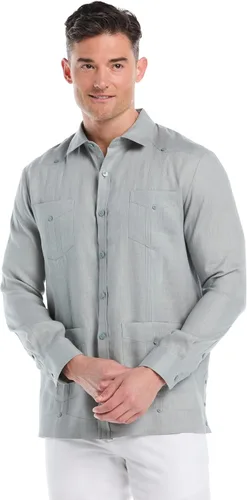 Vista 8 de Cubavera Camisa Guayabera de manga larga con cuatro bolsillos para hombre, 100 % de lino, detalle de pinzas, ajuste relajado