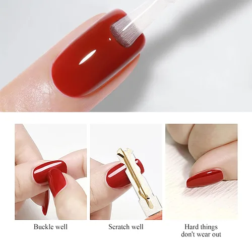 Vista 5 de Esmalte de uñas de gel transparente que no se limpia – Esmalte de uñas de gel transparente de alto brillo, larga duración y resistente al astillado