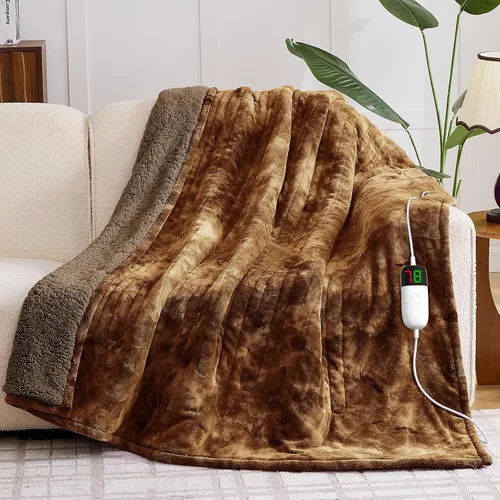 Vista 14 de greenoak Manta eléctrica con calefacción, manta térmica de piel sintética Sherpa para sofá cama, regalos cálidos de invierno para mujeres/ella