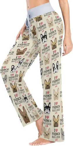 Vista 3 de ZzWwR Pantalones de pijama cómodos con cordón para mujer, cintura alta, pierna ancha, ropa de dormir