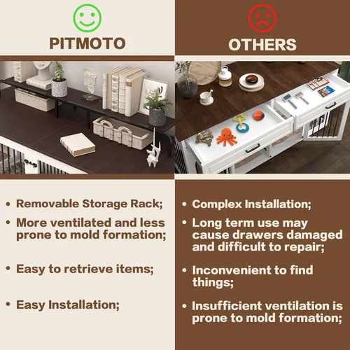 Vista 2 de Mueble grande para perrera para 2 perros, 74.8 pulgadas, XXL de madera doble para perros, estilo de muebles con divisor para razas grandes
