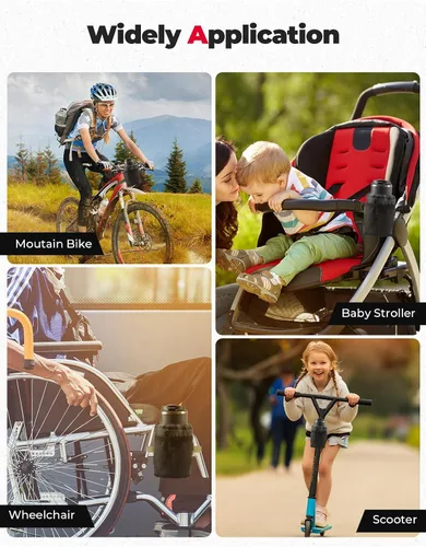 Vista 6 de Portavasos grande para bicicleta KEMIMOTO con bolsillos de malla y bolsa para teléfono, compatible con bicicleta de carretera, MTB, bicicleta