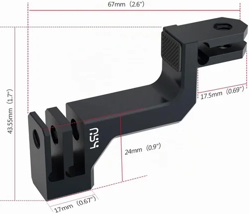 Vista 8 de HSU Aluminio 90° Soporte Vertical Adaptador Codo Montaje para GoPro Hero 13/12/11/10/9 accesorio de montaje vertical negro