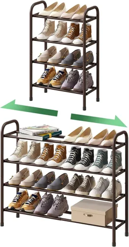 Vista 14 de kiplant Zapatero de 2 niveles para armario, organizador de zapatos de metal expandible, organizador de almacenamiento ajustable para zapatos