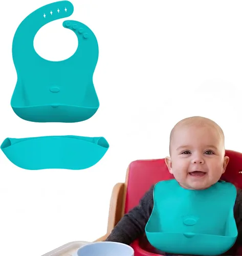 Vista 11 de Abiie Ruby Wrapp - Baberos de silicona para bebés con bolsillo frontal, babero impermeable, resistente a las manchas, baberos de silicona para niños