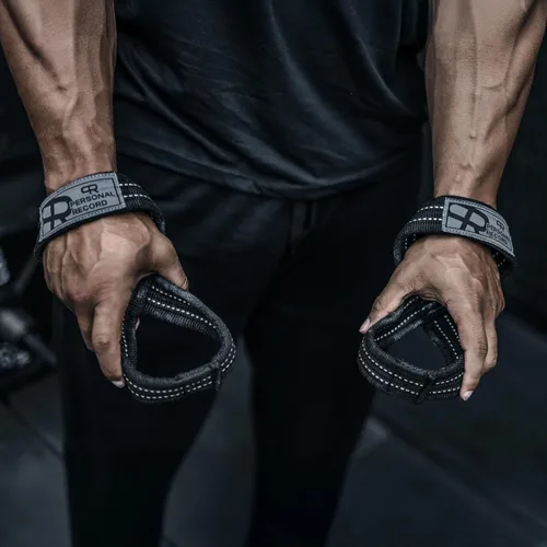 Vista 6 de PR Personal Record Deadlift Straps - Figuras 8 correas de levantamiento de pesas para levantamiento de pesas, culturismo, Strongman - Muñequeras
