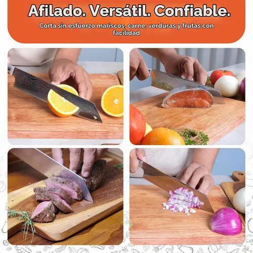 Vista 2 de Gidli Cuchillo de chef de 8 pulgadas con afilador de diamante, cuchillo de cocina afilado de acero inoxidable alemán para corte de precisión, mango