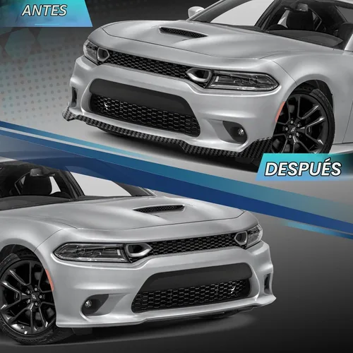 Vista 3 de Labio de Parachoques Delantero Compatible con Dodge Charger SE RT SRT GT 2015-2023 Estilo Deportivo Labio Alerón de Parachoques Delantero Divisor