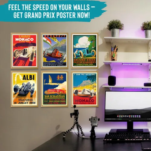 Vista 2 de Wallbuddy Juego de 6 carteles de Grand Prix - Fórmula, carreras de motor (5 x 7)