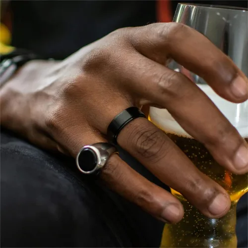 Vista 5 de Anillo giratorio giratorio de acero inoxidable 316L de 0.316 pulgadas para hombres y mujeres, cadena para aliviar la ansiedad, llave griega, runas