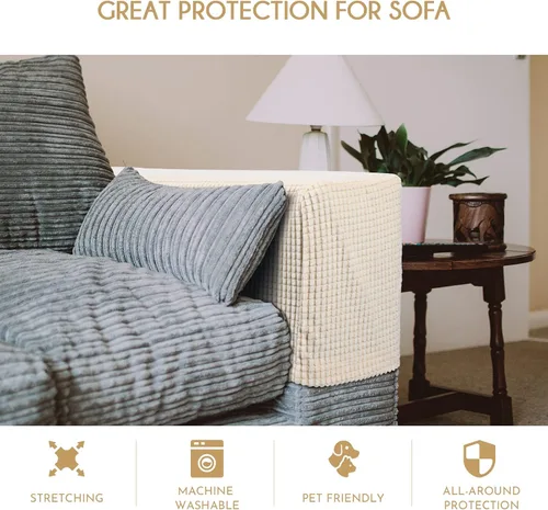 Vista 9 de BESPORTBLE Protectores de brazo para silla, funda elástica para reposabrazos de sofá, funda protectora elástica para el hogar, oficina, sillón
