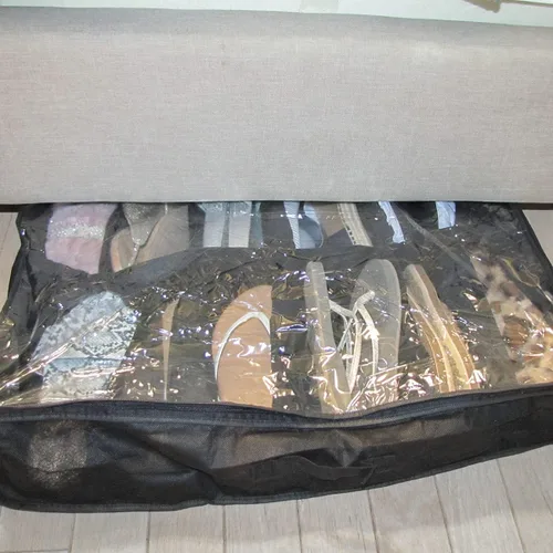 Vista 5 de Treasure Gurus - 12 pares transparentes extraíbles para zapatos debajo de la cama, bolsa de almacenamiento oculta, organizador de piso con caja