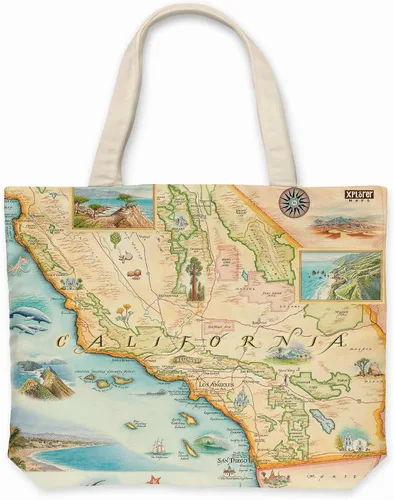 Vista 27 de Xplorer Maps Bolsa de lona con asas, bolsa de compras de comestibles de tela, bolsa reutilizable y ecológica, 100% algodón, lavable