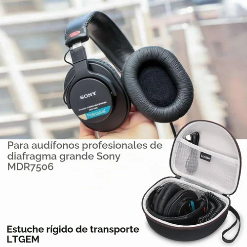 Vista 7 de Funda para Sony MDR7506 Profesional Diafragma Grande Auriculares Gris 1. Negro + gris