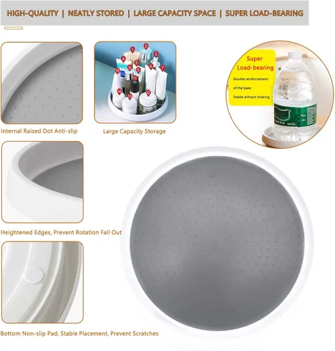Vista 7 de Pantry Lazy-Susan - Organizador de gabinete giratorio – Estante de especias antideslizante de 10 pulgadas – 2 unidades Lazy Susans para refrigerador