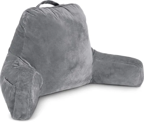 Vista 35 de Almohada Husband Mediana Negra, Respaldo para Niños, Adolescentes, Adultos Pequeños – Almohada de Lectura con Brazos, Altura Ajustable, Espuma