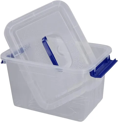 Vista 3 de Pekky Caja de almacenamiento de plástico con mango pequeño, contenedores de plástico transparente de 6 cuartos de galón, paquete de 6