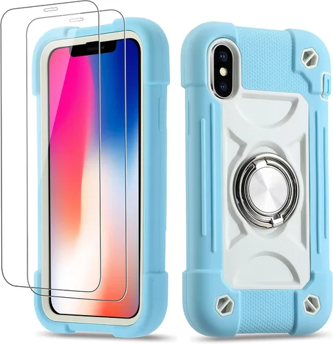 Vista 12 de Funda para iPhone Se3/iPhone Se2, iPhone 6/6S, iPhone 7/iPhone 8 de 4.7 pulgadas con soporte de anillo, con 2 protectores de pantalla resistentes