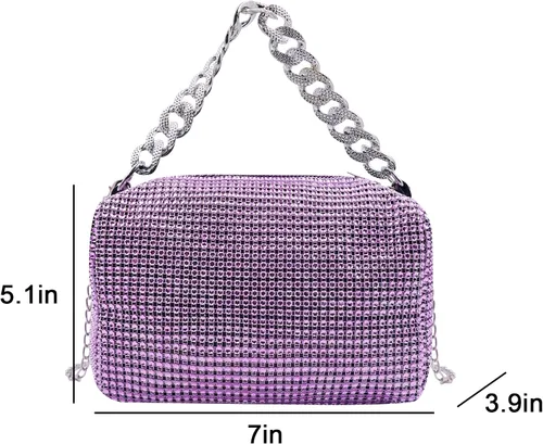 Vista 6 de BOLLEY JOSS Bolsos de noche para mujer, bolso cruzado brillante con asa de cadena, bolso de mano para fiesta de graduación y niñas