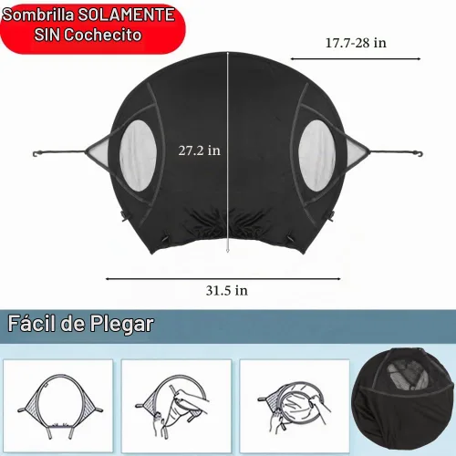 Vista 2 de Parasol universal para cochecito de bebé, protección UV, resistente a la lluvia, para cochecito, cochecito, cochecito, sombrilla, parasol opaco