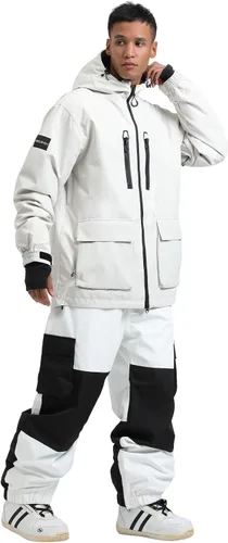 Vista 2 de GSOU SNOW Mens Baggy Snowboard Jacket Snow Ski jacket Waterproof Beige