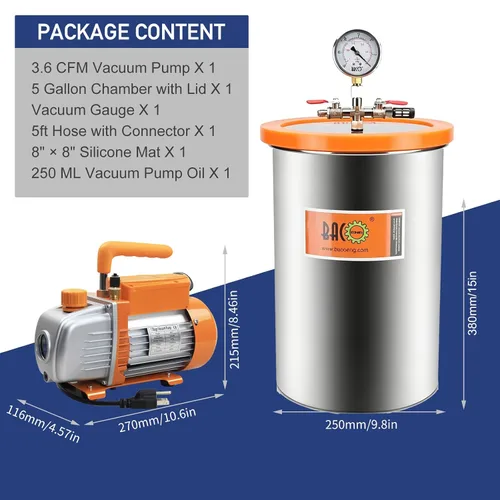 Vista 2 de BACOENG kit de cámara de vacío con bomba de vacío para HVAC, 1