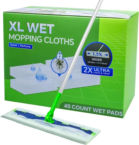Vista 8 de 20 unidades de paños húmedos XL para Swiffer Sweeper XL Mop - Recambios desechables de almohadillas húmedas extra grandes - Recambios de paños