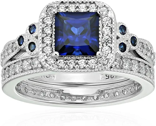 Vista 16 de Amazon Essentials Anillo antiguo de plata de ley chapada en platino o oro con circonita cúbica de elementos infinitos de corte Asscher