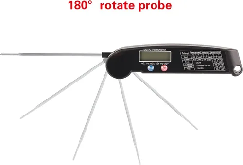 Vista 7 de Termómetro digital para carne de alimentos, LCD ABS Shell sonda de acero inoxidable sonda plegable para cocina, barbacoa, parrilla, probador
