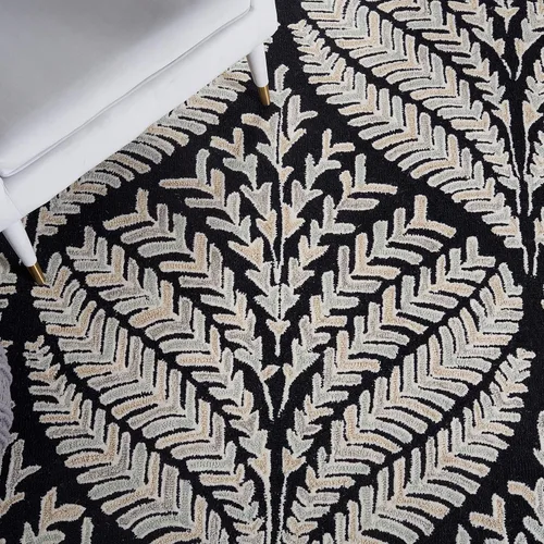 Vista 7 de SAFAVIEH Capri Collection - Alfombra de área de 9 x 12 pies, color negro y marfil, lana hecha a mano, ideal para zonas de alto tráfico en sala