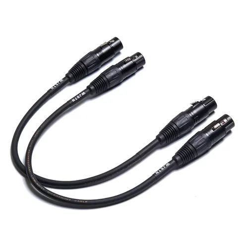Vista 4 de WJSTN Suanqi - Cable XLR para micrófono, cable de micrófono equilibrado de 3 pines, XLR hembra a hembra, cables de conexión DMX con 2