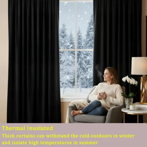 Vista 3 de Timeper Cortinas opacas de terciopelo negro de 42 pulgadas de ancho x 84 pulgadas de largo, cortinas opacas para dormitorio, sala de estar, cortinas