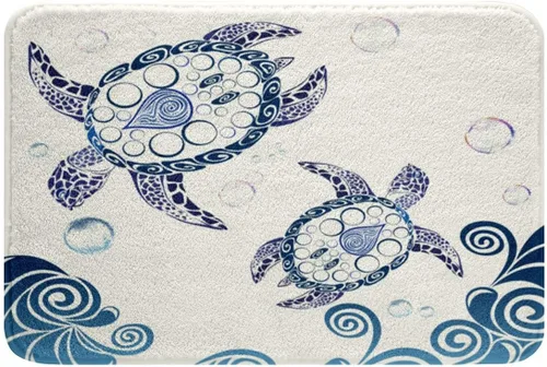 Vista 14 de Erosebridal Alfombra de baño turquesa de 16 x 24 pulgadas, antideslizante, verde azulado y gris, para niñas y adultos, alfombra de puerta