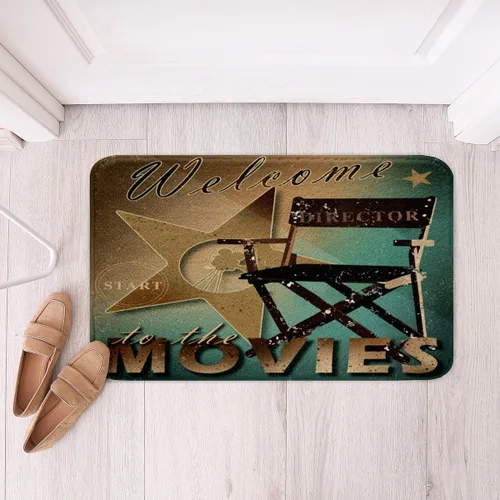Vista 13 de Alfombras de baño de cine con patrón de palomitas de maíz, alfombras de Btah para bañera para niños, diseño de póster de cine, tapetes de baño