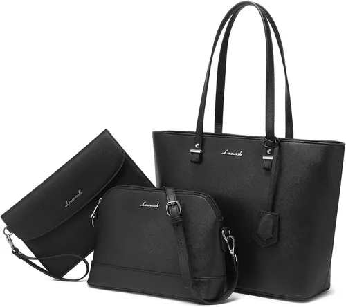Vista 9 de LOVEVOOK Bolsos de mano para mujeres, bolsos de hombro, bolso tote, bolso satchel, bolso hobo, conjunto de bolso de 3 piezas