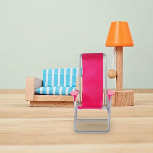 Vista 7 de 2 sillas de playa en miniatura, casa de muñecas, mini sillas plegables, mini baño de sol, cubierta Longue, casa de muñecas, accesorios de muebles