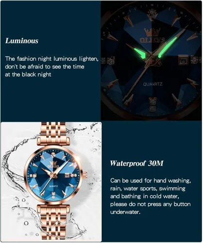 Vista 5 de OLEVS Small Face Women Watch Business Dress Stainless Steel Quartz Watches Diamond Roman Numerals 30M Waterproof Ladies Watches with Date
